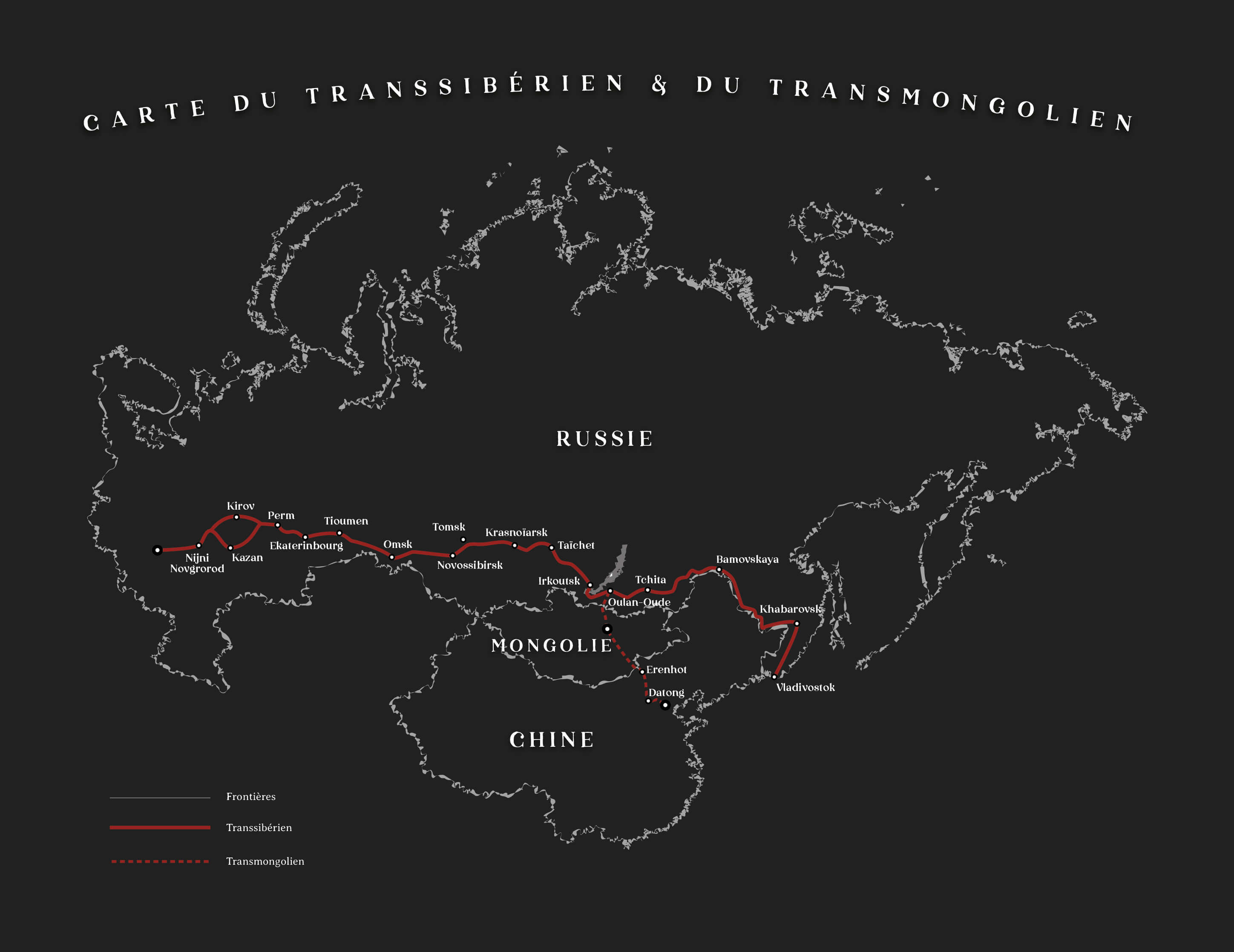 Cartographie - Création de cartes illustrées créatives - Ici une carte illustrée du Transsibérien, en Russie, pour l'ouvrage de Gwenaëlle Abolivier, Vertige du Transsibérien, aux éditions Naïve Livres © Kalao Studio