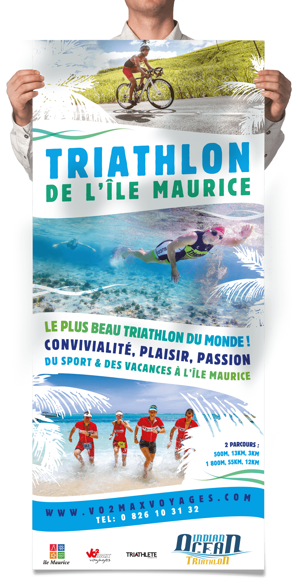 Création d'un kakemono pour l'IOT (Indian Ocean Triathlon), le plus beau triathlon du monde © Kalao Studio