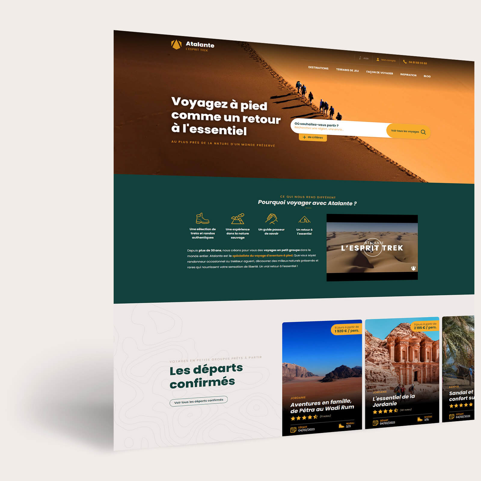 Atalante : page d'accueil - Réalisation d'un site Internet de voyages d'aventure, treks et randonnées