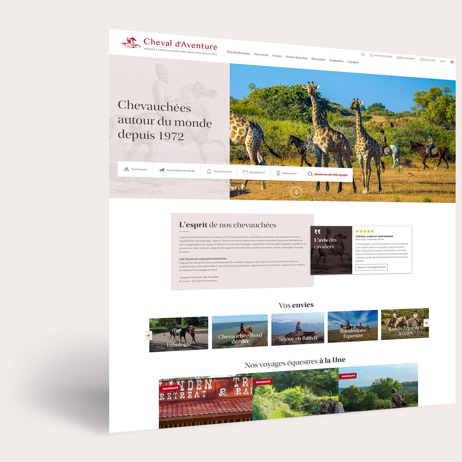 Cheval d'Aventure - Réalisation d'un site Internet e-commerce pour agence de voyages équestres en ligne